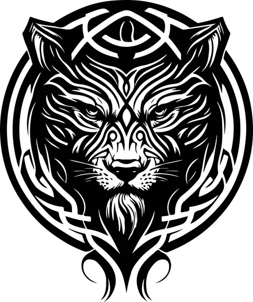 Vector Illustration Tiger Head Ornament —  Vetores de Stock
