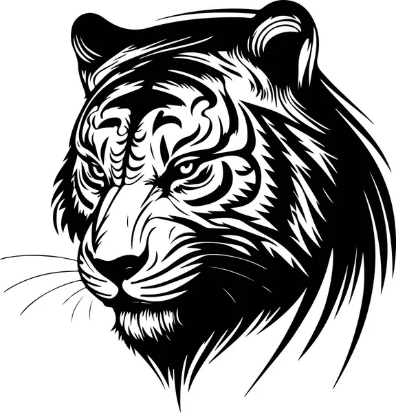 Vector Illustration Tiger Head Ornament — 스톡 벡터