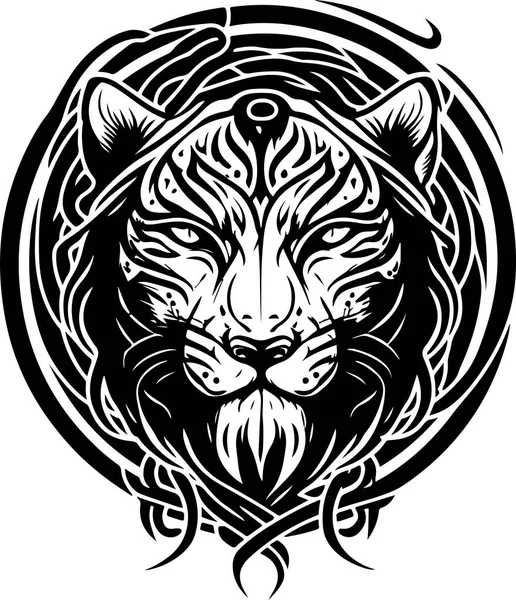 Illustration Vectorielle Tête Tigre Avec Ornement Illustration Vectorielle — Image vectorielle