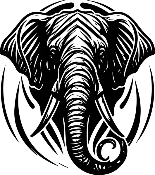 Vector Illustration Elephant Head Ornament — Stock Vector