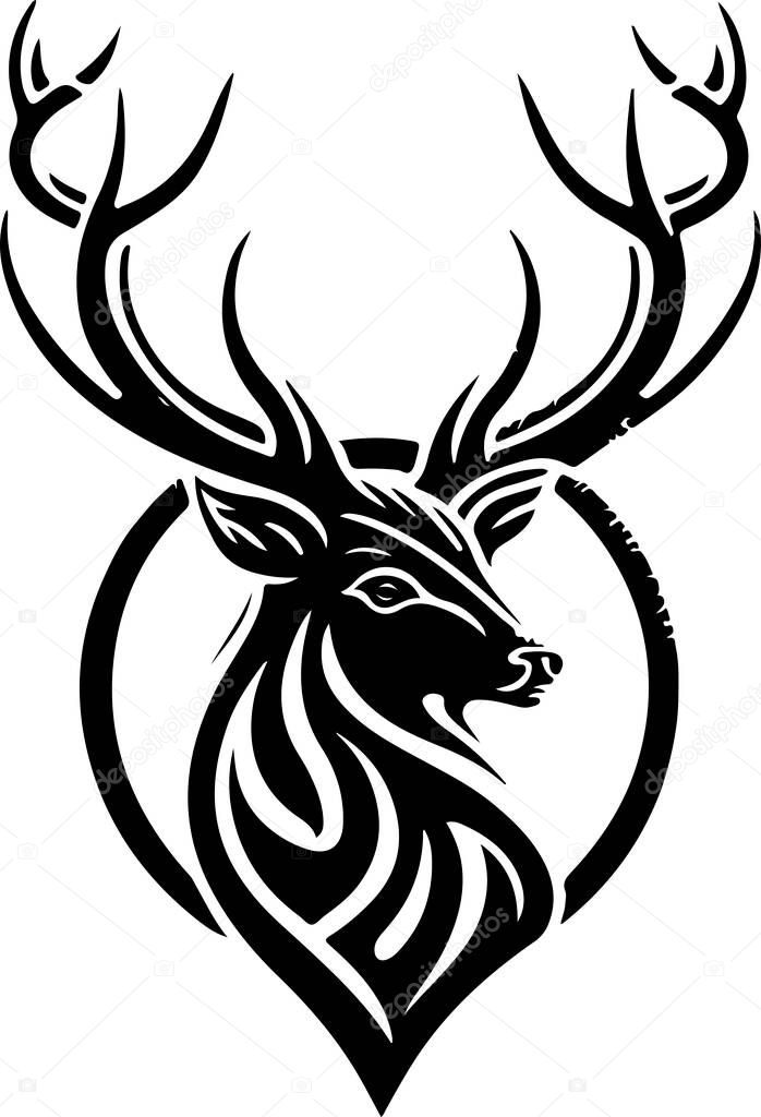 Vector illustration of deer head with ornament. Vector illustration