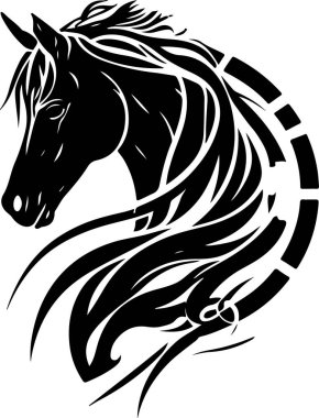 Vector silhouette of a horses head with ornament. Vector illustration