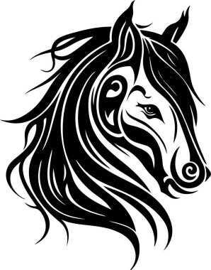 Vector silhouette of a horses head with ornament. Vector illustration