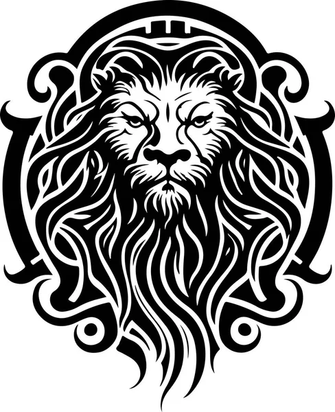 Lion Ethnic Graphic Style Celtic Ornaments Patterned Mane Vector Illustration — Vetor de Stock