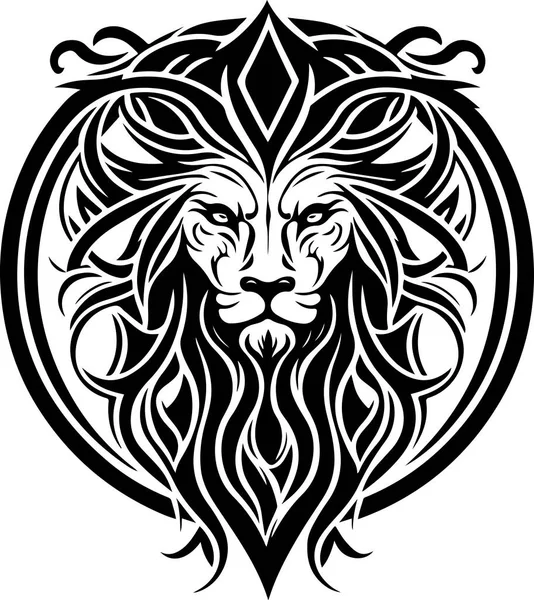 Estilo Gráfico Étnico Leão Com Ornamentos Celtas Crina Modelada Ilustração — Vetor de Stock
