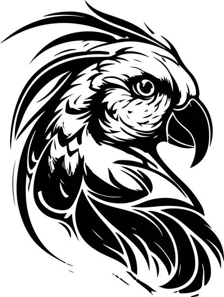 Parrot Head Logo Line Art Illustration Inglés Ilustración Vectorial — Archivo Imágenes Vectoriales