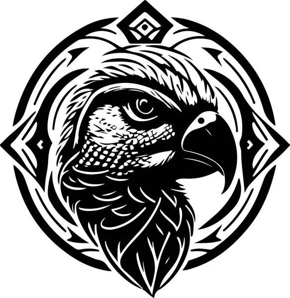 Parrot Head Logo Line Art Illustration Vector Illustration — Stock Vector
