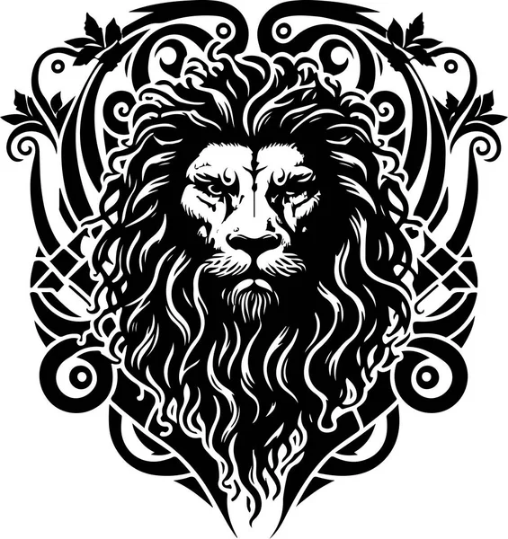 Lion Ethnic Graphic Style Celtic Ornaments Patterned Mane Vector Illustration —  Vetores de Stock