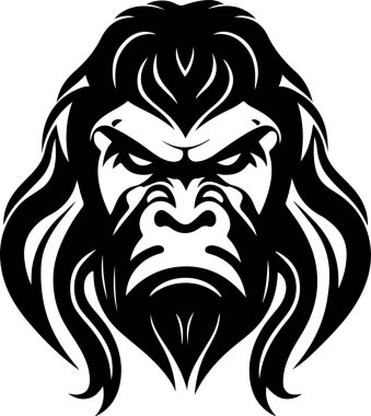 Vector illustration of monkey head with ornament. Vector illustration