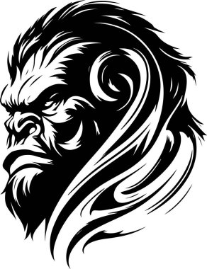 Vector illustration of monkey head with ornament. Vector illustration