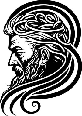 Abstract vector illustration of man head with ornament. Vector illustration