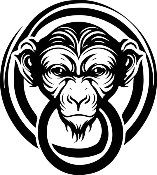 Vector illustration of monkey head with ornament. Vector illustration