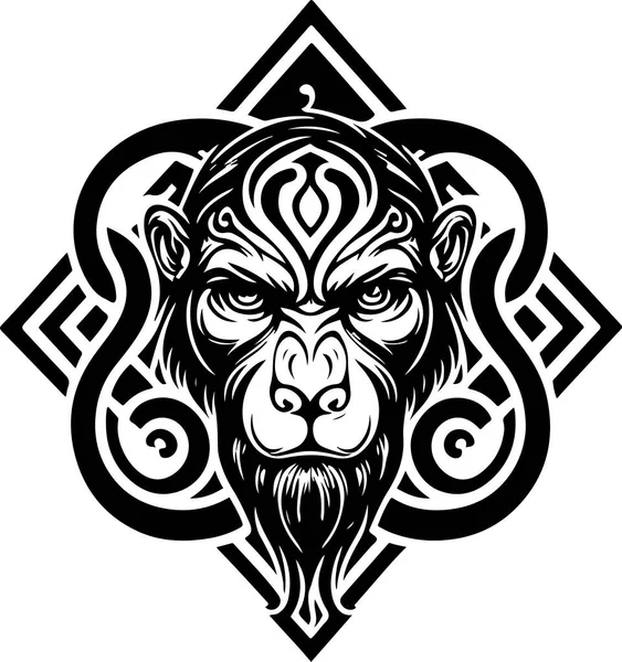 Ilustração Vetorial Cabeça Macaco Com Ornamento Ilustração Vetorial — Vetor de Stock