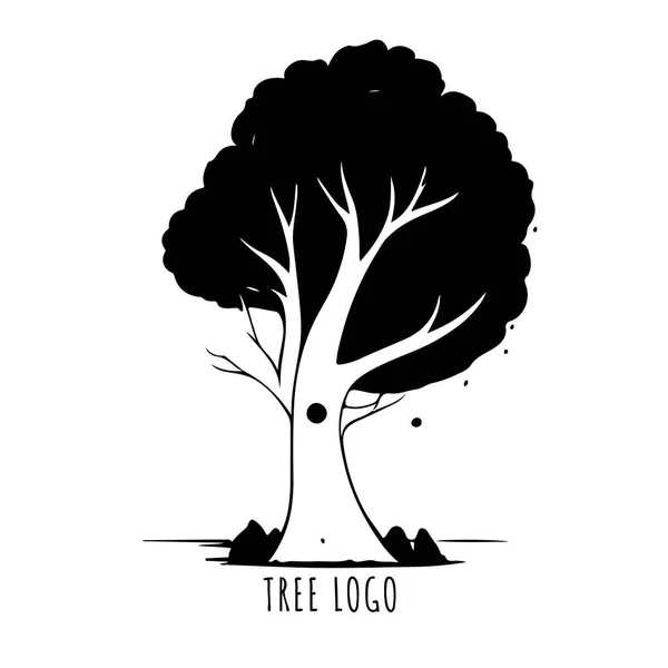 葉を持つ様式化された木のツリーアイコンの概念は テキストと一緒に使用されるように自分自身を貸す ベクターイラスト — ストックベクタ