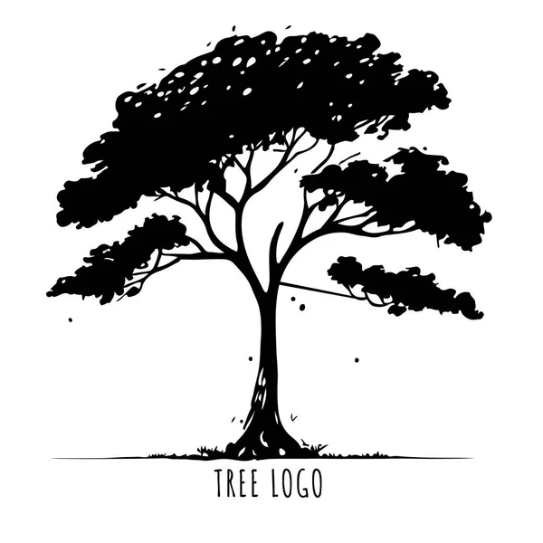 Trädikonen Begreppet Ett Stiliserat Träd Med Blad Lämpar Sig För — Stock vektor