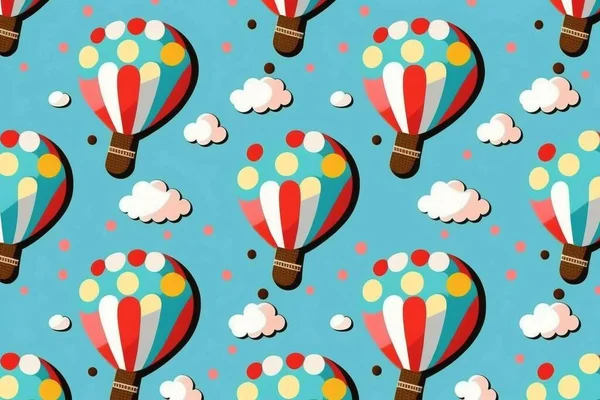 Cartoon Air Baloons Seamless Pattern Background, Tourism and Journey Flat Style Design. illustration. High quality illustration