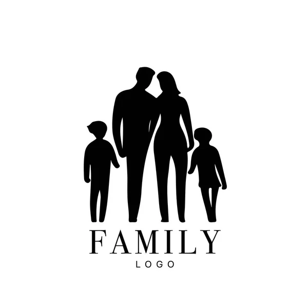 Familie Platte Pictogram Zwart Witte Vector Grafiek Goed Voor Logo — Stockvector