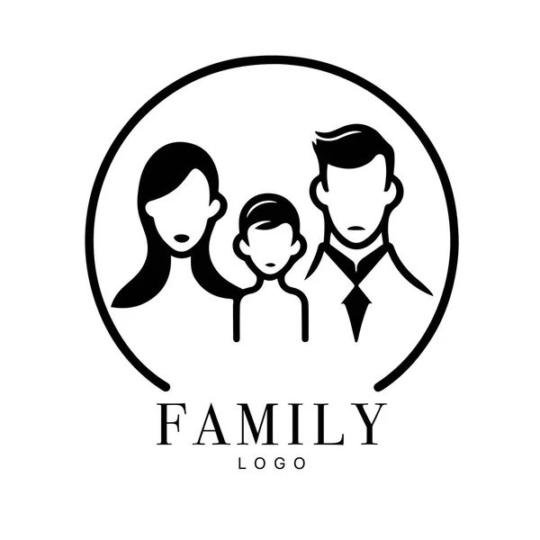 Family Flat Icon Black White Vector Graphic Good Logo Design — Stok Vektör