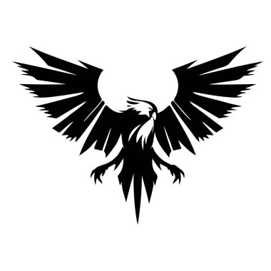  Yükselen Kartal Kanat Logosu tasarım şablonu. Kurumsal Heraldic Falcon Phoenix Şahin Kuş Logotype konsepti ikonu. Vektör illüstrasyonu