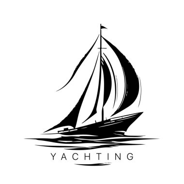  Vector logo of yacht with sail. Illustration of sail boat. Vector illustration