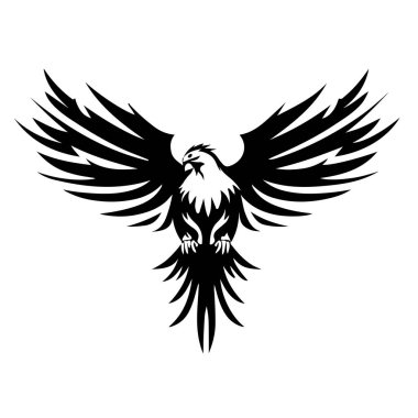  Eagle rising Wings Logo design vector template. Corporate heraldic Falcon Phoenix Hawk bird Logotype concept icon. Vector illustration