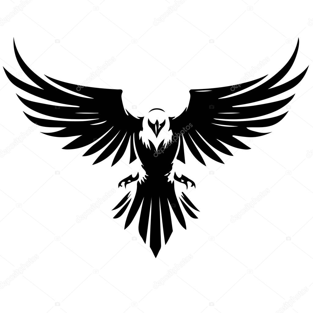 Eagle rising Wings Logo design vector template. Corporate heraldic Falcon Phoenix Hawk bird Logotype concept icon. Vector illustration