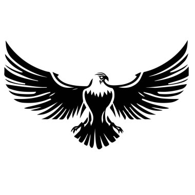  Yükselen Kartal Kanat Logosu tasarım şablonu. Kurumsal Heraldic Falcon Phoenix Şahin Kuş Logotype konsepti ikonu. Vektör illüstrasyonu