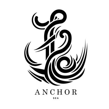  Marine emblems logo with anchor and rope, anchor logo - vector