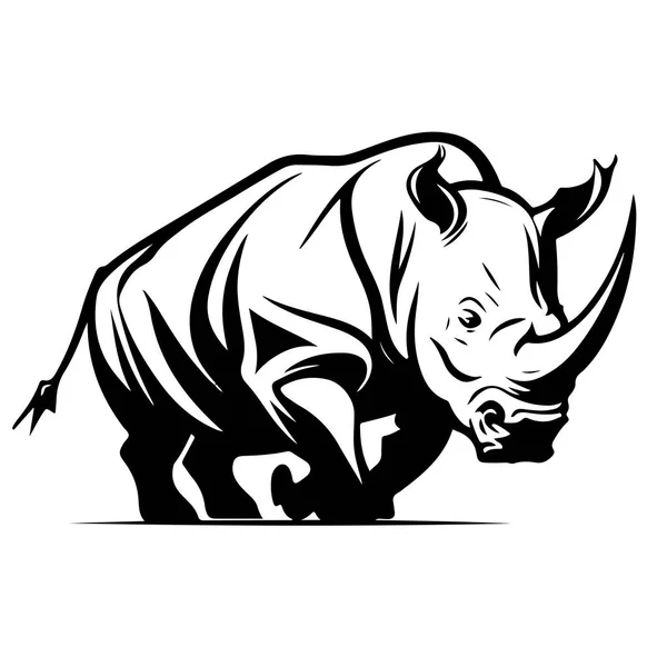 Vorlage Für Das Rhino Logo Bedrohte Silhouette Des Afrikanischen Nashorns — Stockvektor
