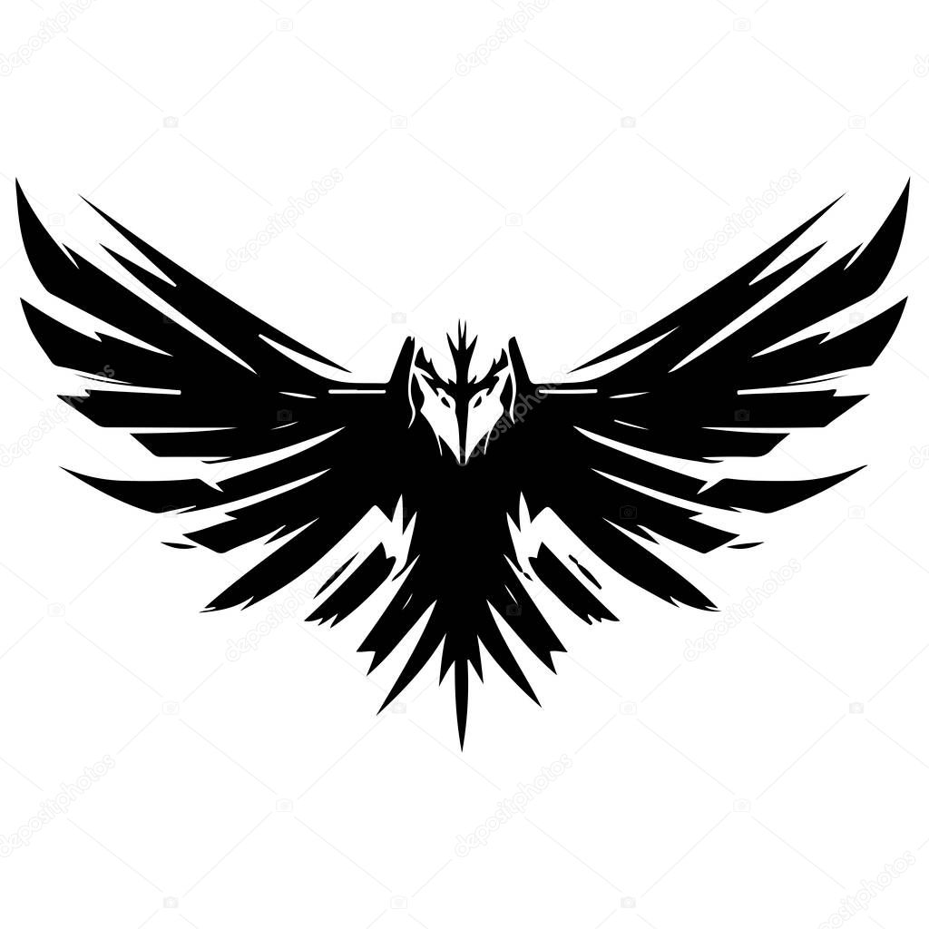 Eagle rising Wings Logo design vector template. Corporate heraldic Falcon Phoenix Hawk bird Logotype concept icon. Vector illustration