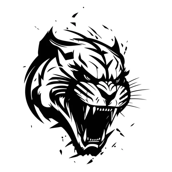 Roaring Tiger Logo Design Vector Illustration Vector Illustration —  Vetores de Stock