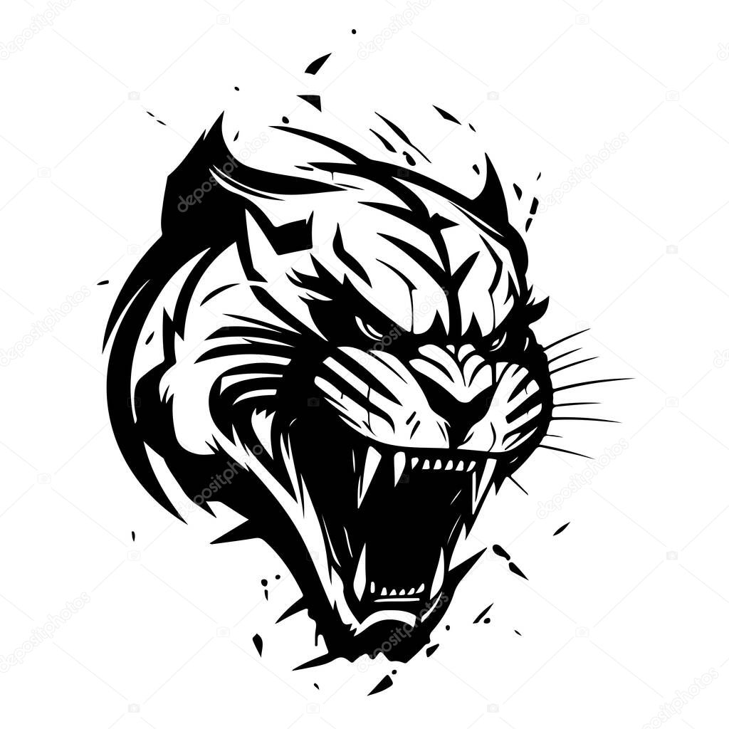 Roaring tiger logo design vector illustration. Vector illustration