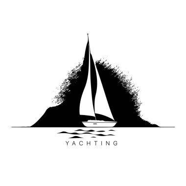  Vector logo of yacht with sail. Illustration of sail boat. Vector illustration