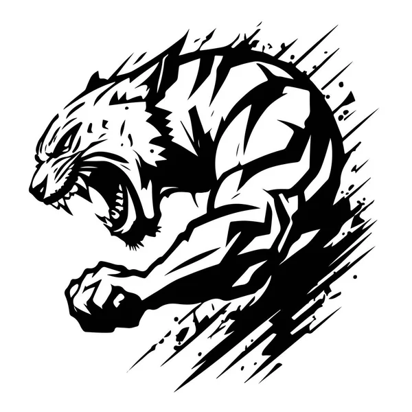 Roaring Tiger Logotyp Design Vektor Illustration Vektorillustration — Stock vektor