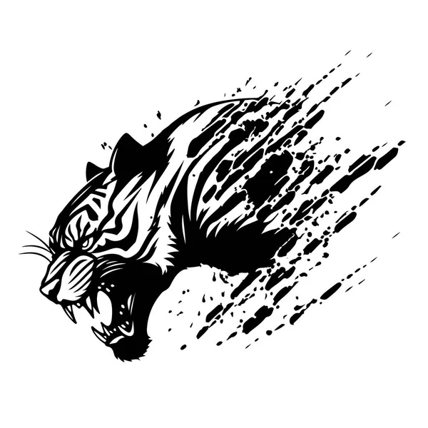 Řvoucí Tygr Logo Design Vektorové Ilustrace Vektorová Ilustrace — Stockový vektor