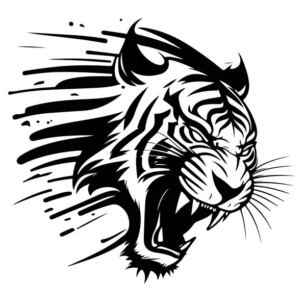 Illustration Vectorielle Conception Logo Tigre Rugissant Illustration Vectorielle — Image vectorielle