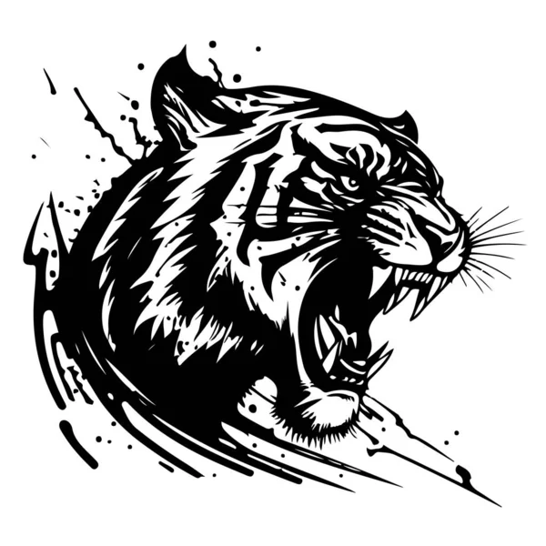 Rugido Tigre Logotipo Design Vetor Ilustração Ilustração Vetorial — Vetor de Stock