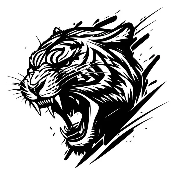Rugido Tigre Logotipo Design Vetor Ilustração Ilustração Vetorial —  Vetores de Stock