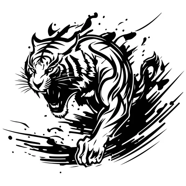 Roaring Tiger Logo Design Vector Illustration Vector Illustration — Image vectorielle