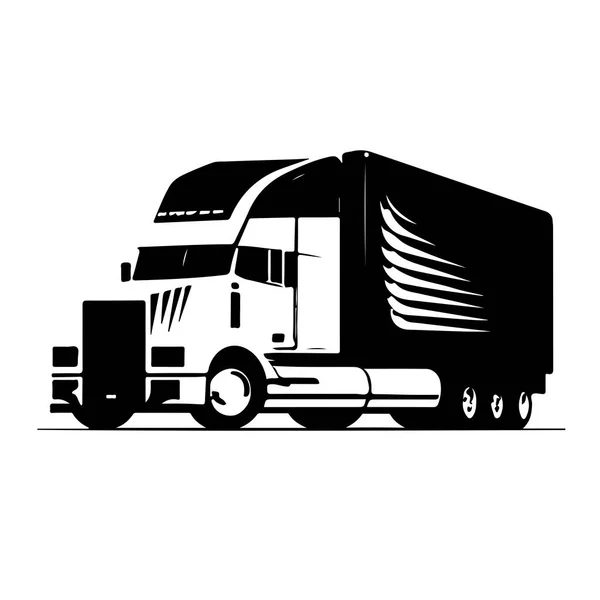 Nakliye Kamyonu Logo Taşıyıcı Tasarımı Yaratıcı Kamyon Karavanı Logo Şekliname — Stok Vektör