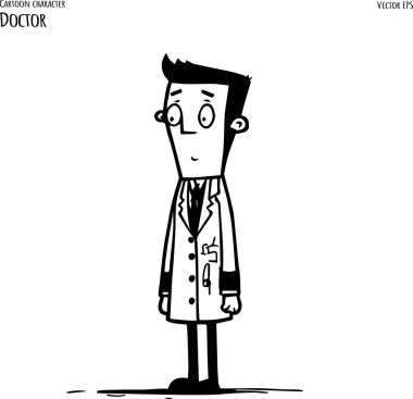 Doktorun el çizimi, vektör çizimi. Vektör illüstrasyonu