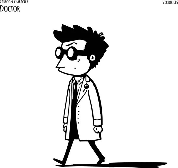 Ručně Kreslené Kreslený Vektor Ilustrace Lékaře Vektorová Ilustrace — Stockový vektor