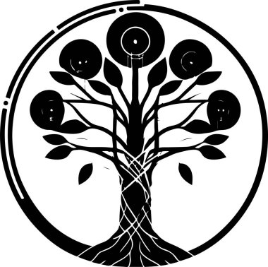 Ağaç teknolojisi logosu. Dijital ağaç. Tişört baskı tasarımı için iyi.