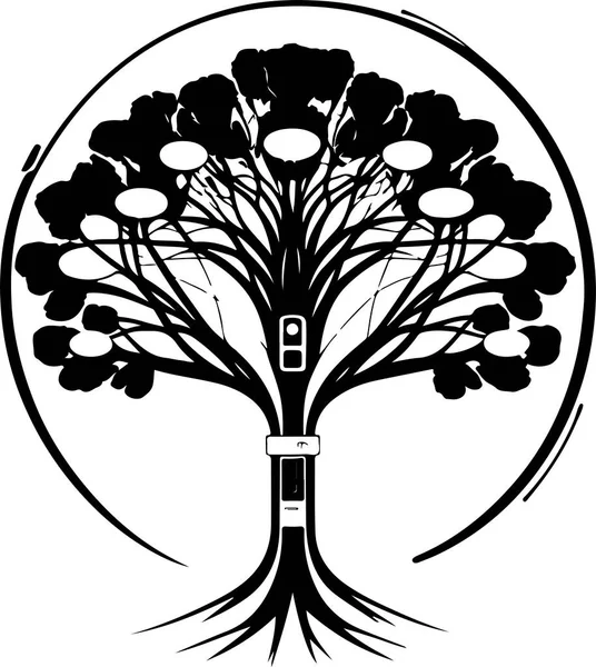 Logotipo Técnico Árvore Árvore Digital Bom Para Design Impressão Shirt — Vetor de Stock