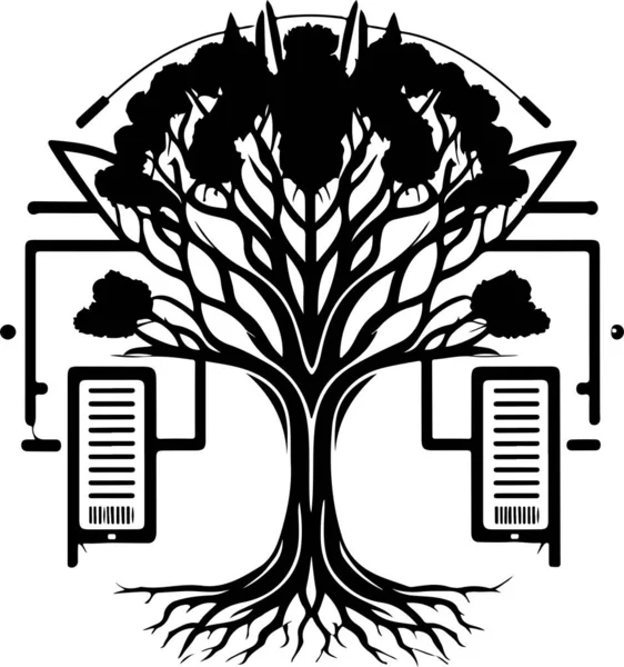 Logo Technologii Drzewa Cyfrowe Drzewo Nadaje Się Projektowania Druku Shirt — Wektor stockowy