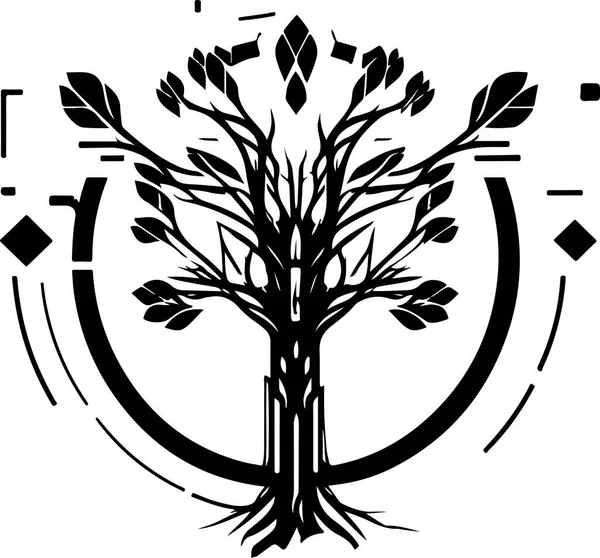 Logo Técnico Del Árbol Árbol Digital Bueno Para Diseño Impresión — Vector de stock
