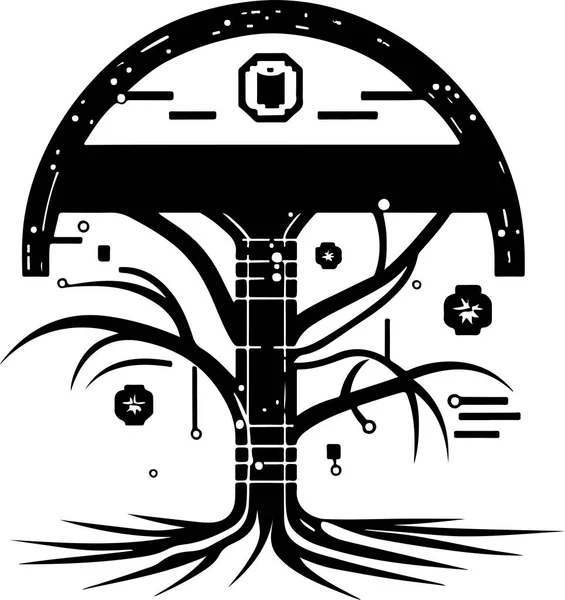 Logo Tree Tech Arbre Numérique Bon Pour Conception Impression Shirt — Image vectorielle