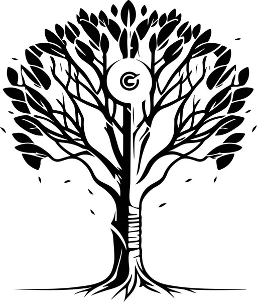 Tree Tech Logo Digital Tree Good Shirt Print Design — Stock Vector
