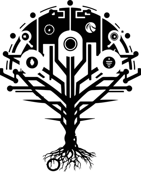 Logo Stromového Technika Digitální Strom Hodí Pro Potisk Trička — Stockový vektor