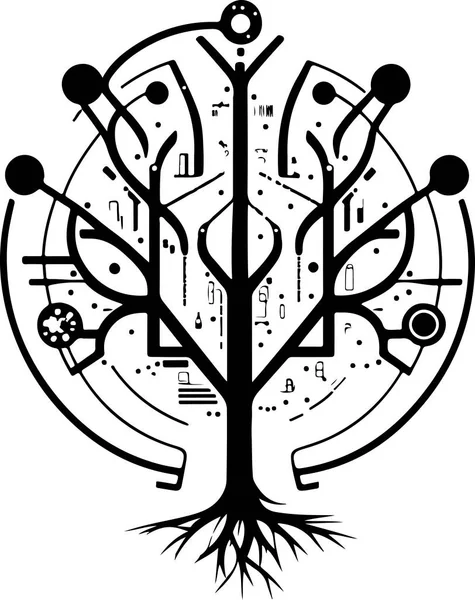 Логотип Технологии Дерева Цифровое Дерево Хорошо Подходит Дизайна Футболки — стоковый вектор